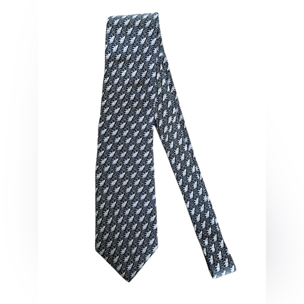 Vineyard Vines Black and Blue Pacific Life Whale Geometric Silk Neck Tie